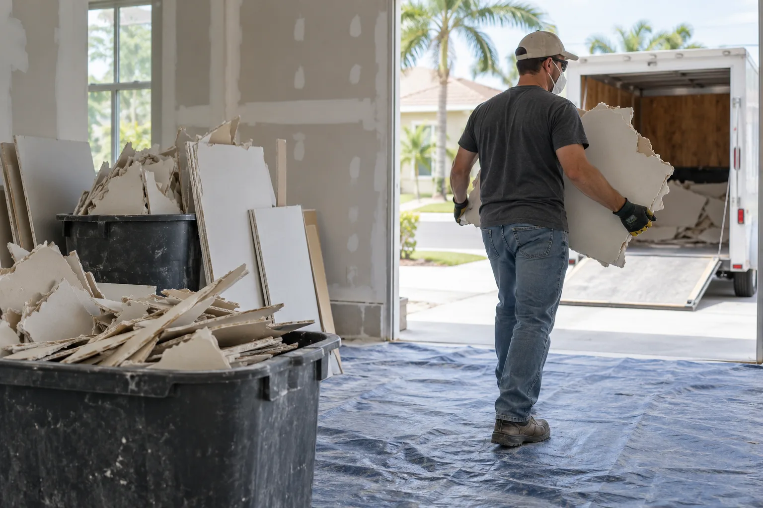 Drywall Debris Removal service in progress